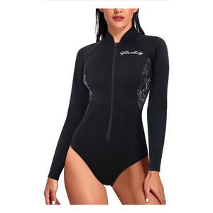 CtriLady Womens Wetsuit Black Long Sleeve Zip Short 1.5 MM Neoprene UV L New